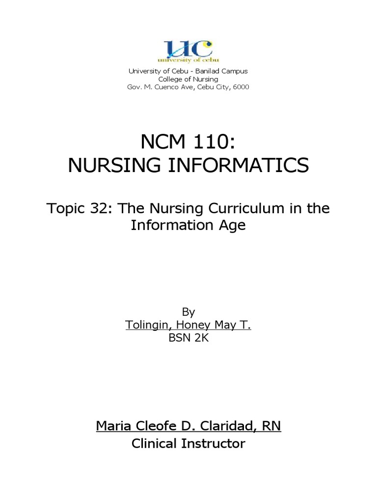 Topic 32 The Nursing Curriculum in The Information Age PDF Nursing