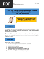 Units, Physical Quantities, Measurement, Errors and Uncertainties, Graphical Presentation, and Linear Fitting of Data