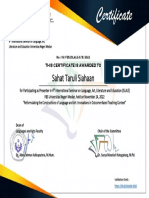 Sahat Taruli Siahaan: This Certificate Is Awarded To
