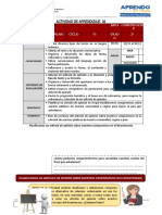 Actividad de Aprendizaje 02: Docente Área Comunicació N Nivel Secundari A Ciclo VI Grad O 2°