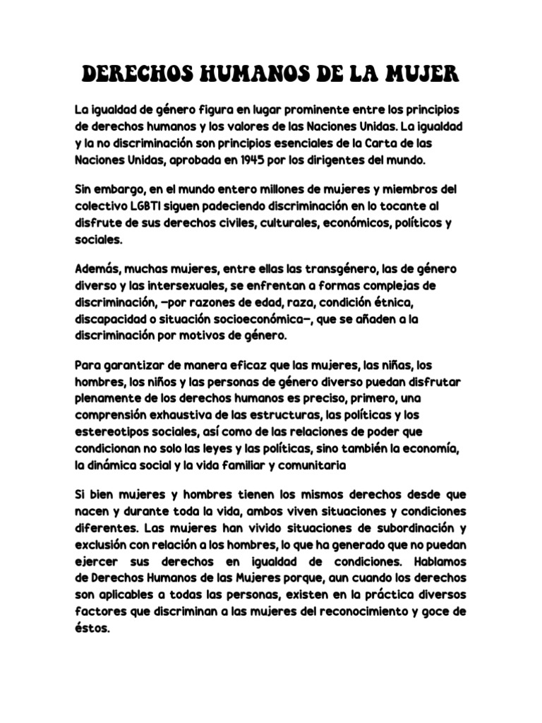 Derechos Humanos de la Mujer y Equidad | PDF