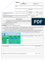 Prova de Ciências do 1o Trimestre trata da água