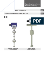 Magnetic Float Switch, Model FLS Schwimmer-Magnetschalter, Typ FLS