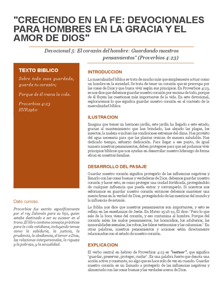 Guardando el Corazón: Devocional Masculino | PDF | Verdad | Libro de ...