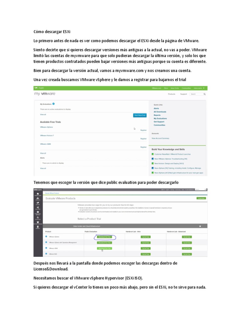 Guía para Descargar e Instalar ESXi | PDF | V Mware | Red de arquitectura