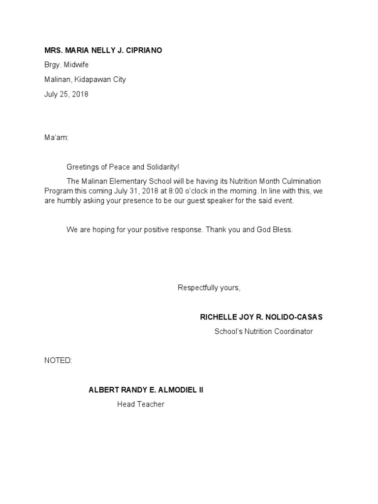 Invitation letter nutrition pdf