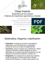 Clase Insecta: Sistemática de Los Insectos Órdenes de Importancia Agronómica y Forestal
