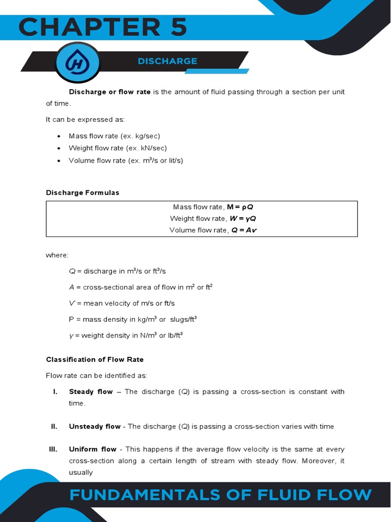 Fluid Flow Rate and Discharge Calculations | PDF | Fluid Dynamics ...