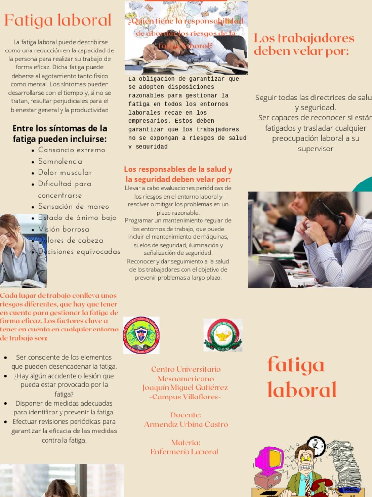 Triptico FATIGA LABORAL | PDF | Causas de la muerte | Especialidades ...