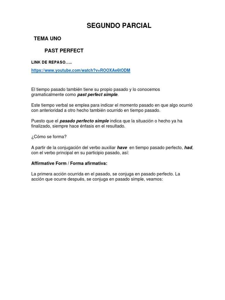 Cómo usar el Past Perfect en inglés | PDF | Verbo | Ciencia cognitiva