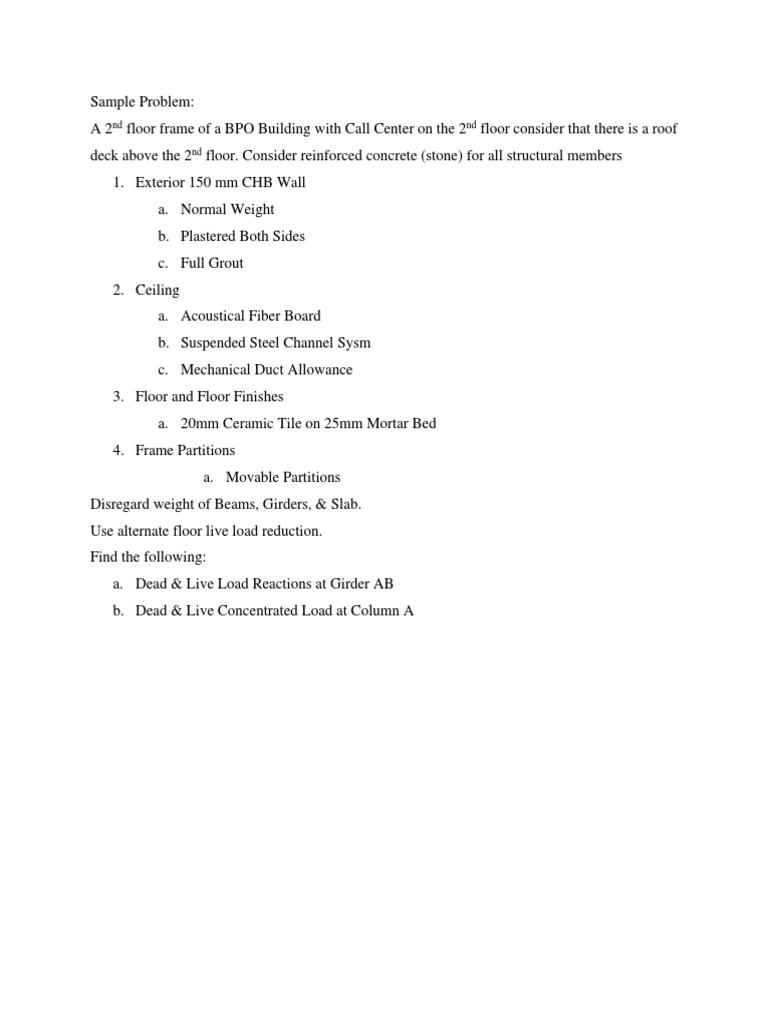 L01 Dead and Live Loads Sample Problem | PDF | Wall | Building Materials