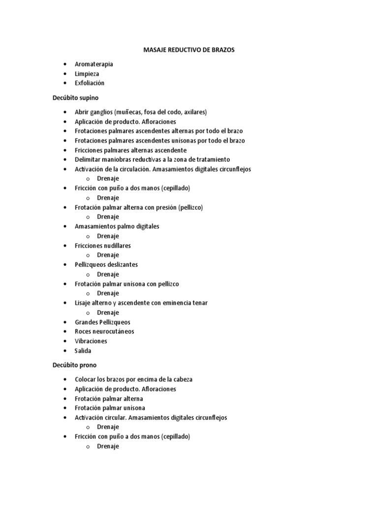 Masaje Reductivo para Brazos | PDF