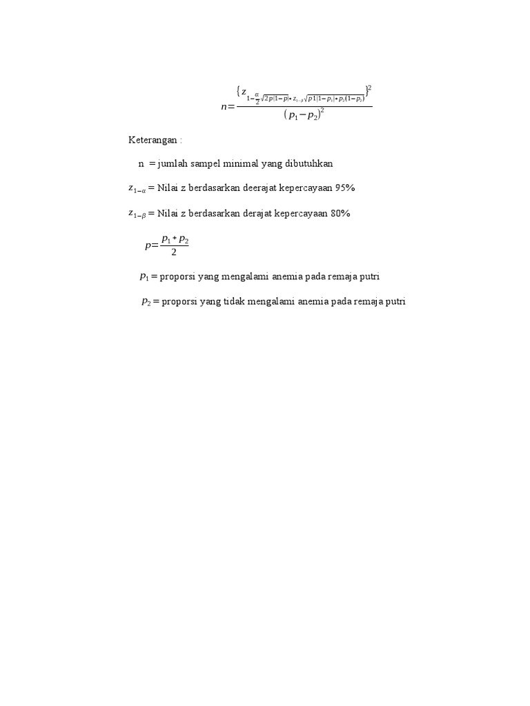 Rumus Hitung Sampel Anemia Remaja | PDF