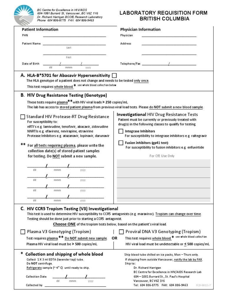 Lab Requisition Sample PDF Hiv/Aids Sexually Transmitted Diseases And Infections