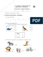 K Final Examination English Math Science