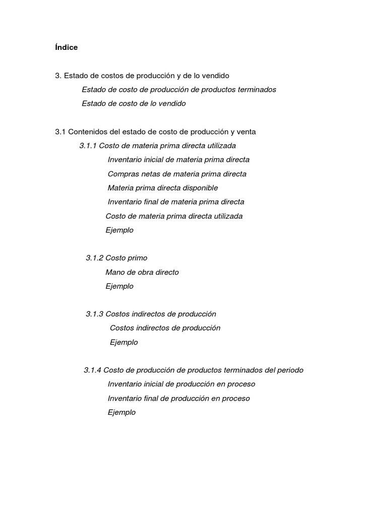 Estado de costos de producción y de lo vendido | PDF | Costo | Inventario
