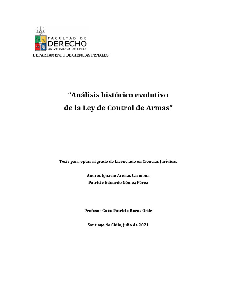 Analisishistoricoevolutivodelaleydecontroldearmas PDF Estado (política) Derecho penal