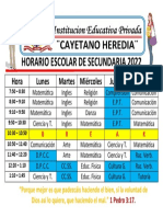 Horario Escolar de Secundaria 2022