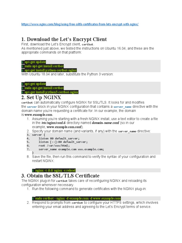 The let s encrypt client apt get update sudo apt get install certbot