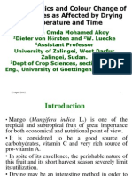 Drying Kinetics and Colour Change of Mango Slices As Affected by Drying Temperature and Time