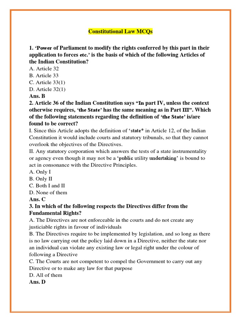 Understanding Article 33 of the Indian Constitution | PDF | Presidents ...