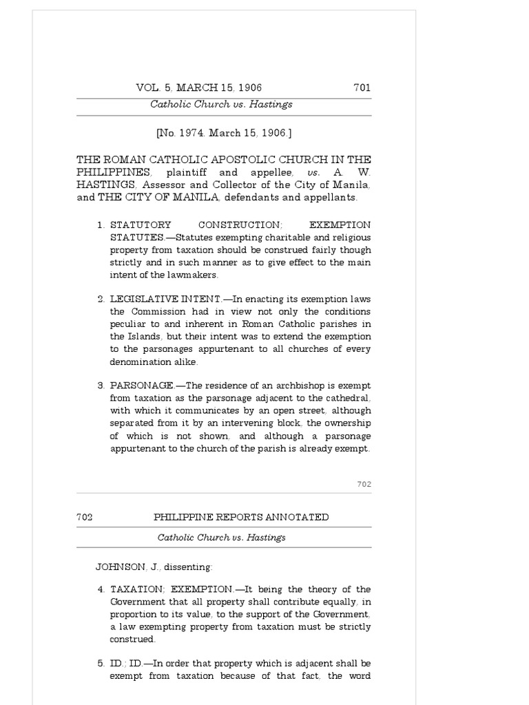 15 Catholic Church vs. Hastings PDF Taxes Property