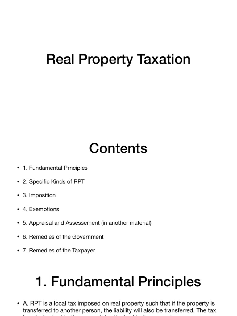 Real Property Taxation PDF Taxes Ad Valorem Tax
