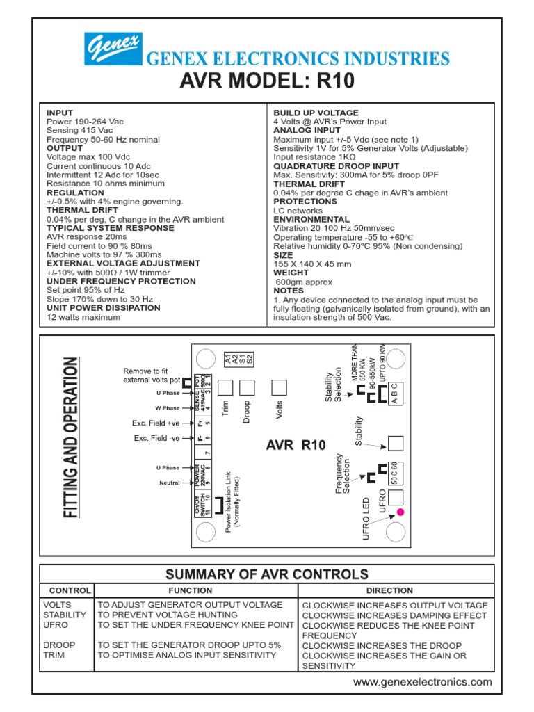 Automatic Voltage Regulator Settings and Operation Guide PDF Alternating Current Analog To