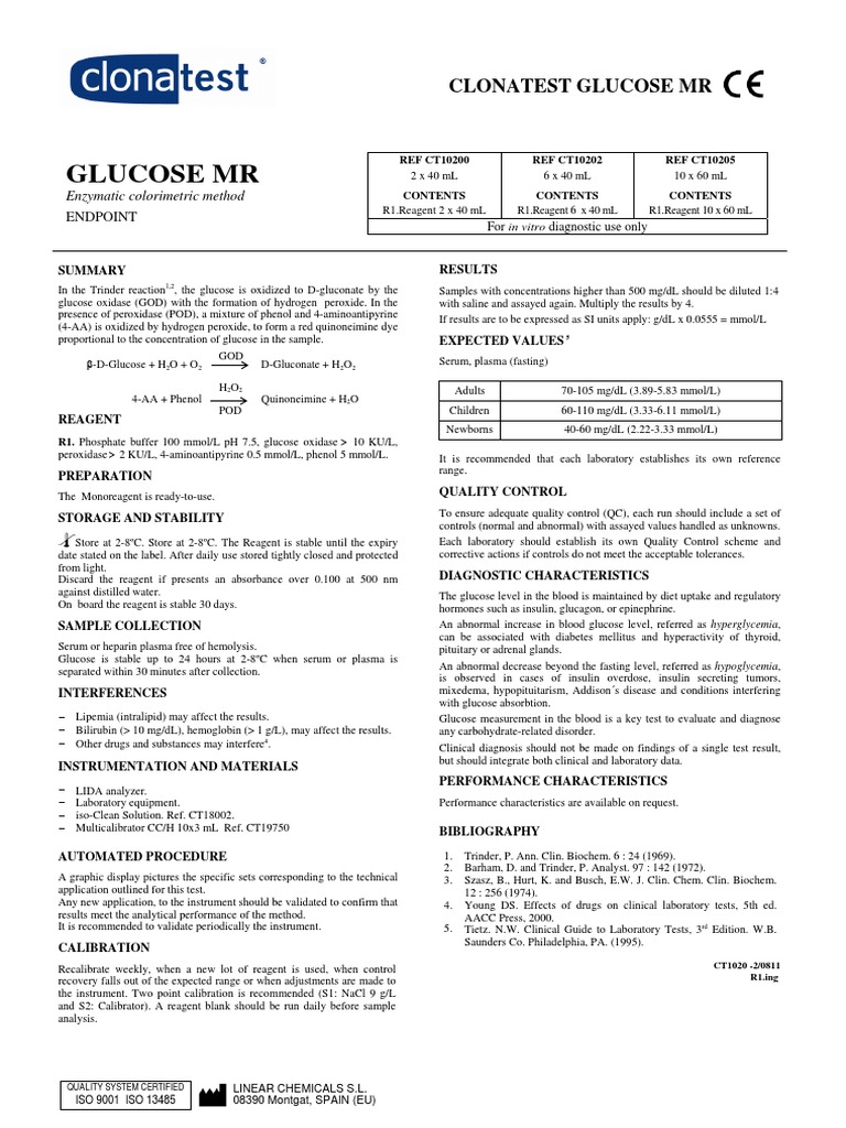 CLONATEST GLUCOSE MR Test Provides Accurate Glucose Levels | PDF ...