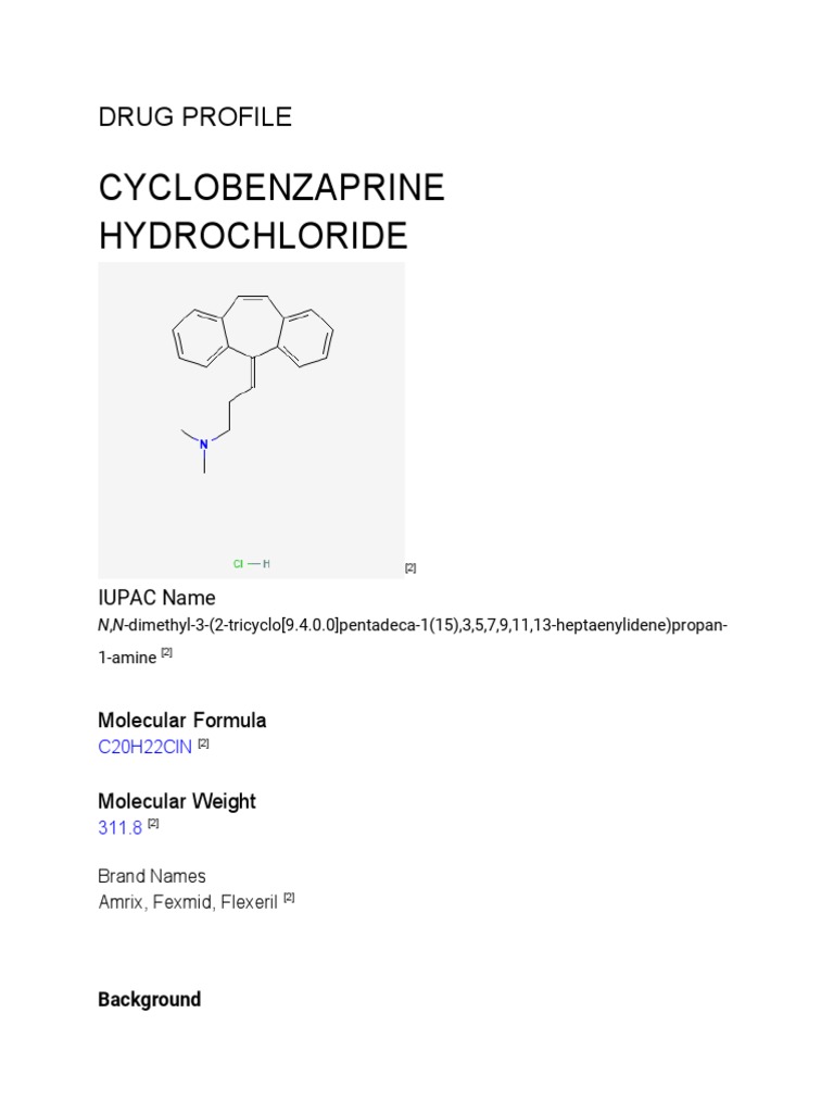 Cyclobenzaprine Hydrochloride Drug Profile PDF Medical Specialties Clinical Medicine