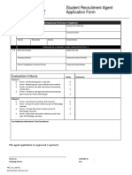 Student Recruitment Agent Application Form: Evaluation Criteria