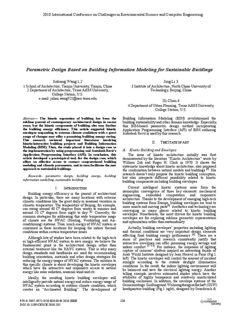 Parametric Design Based On Building Information Modeling For ...