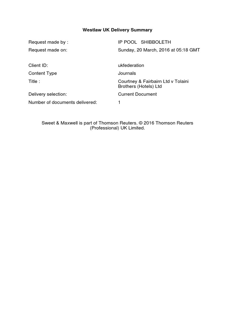 Courtney Fairbairn LTD V Tolaini Brothers (Hotels) LTD PDF