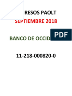 Septiembre 2018: Ingresos Paolt