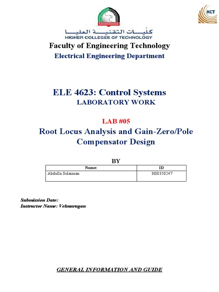 Root Locus and Compensator Design Lab | PDF | Control Theory | Systems ...