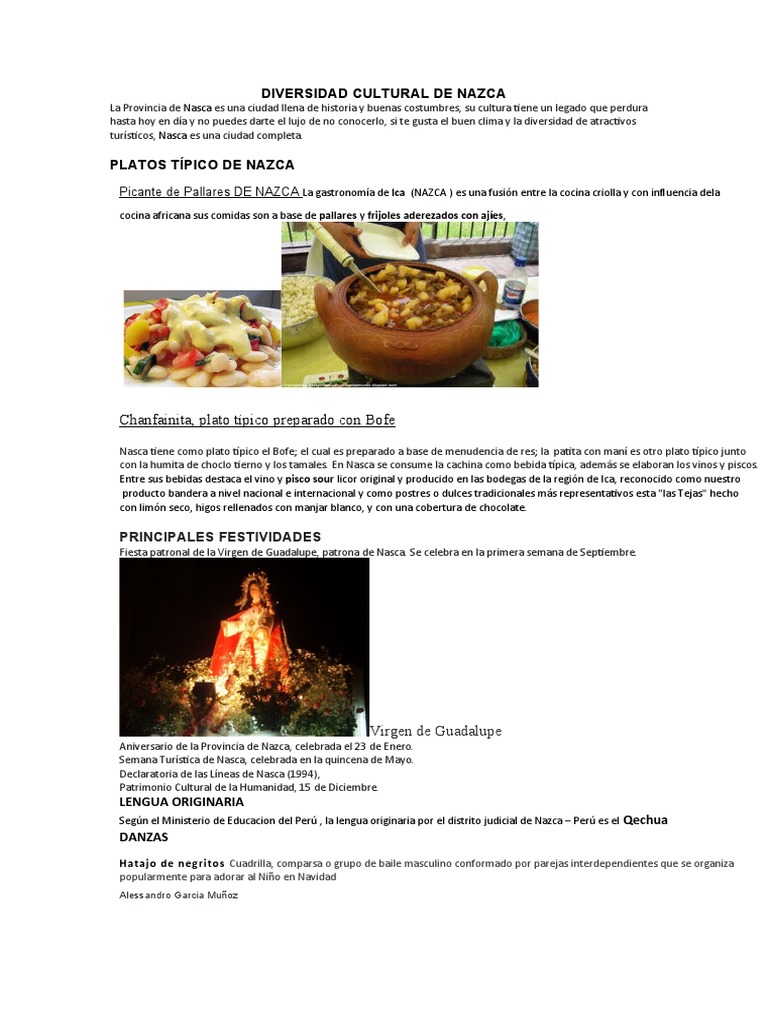 Gastronomía y tradiciones de Nazca | PDF | Cocina, comidas y vino