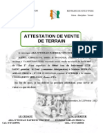 Attestation de Vente de Terrain