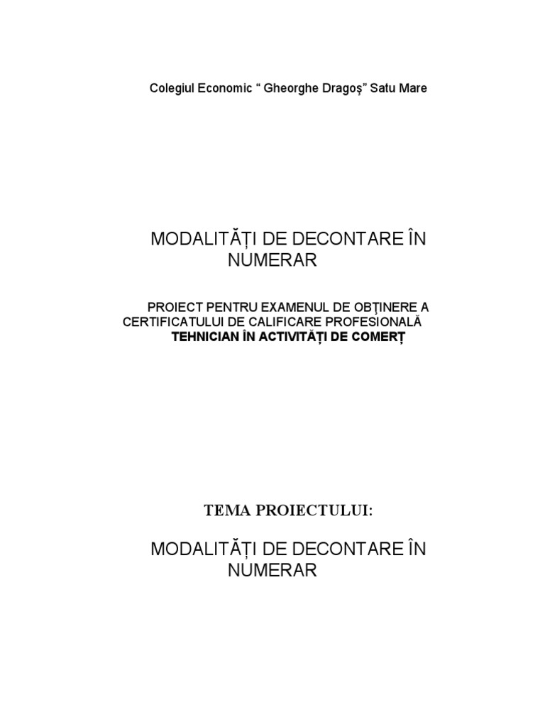 Modalități de Decontare În Numerar | PDF