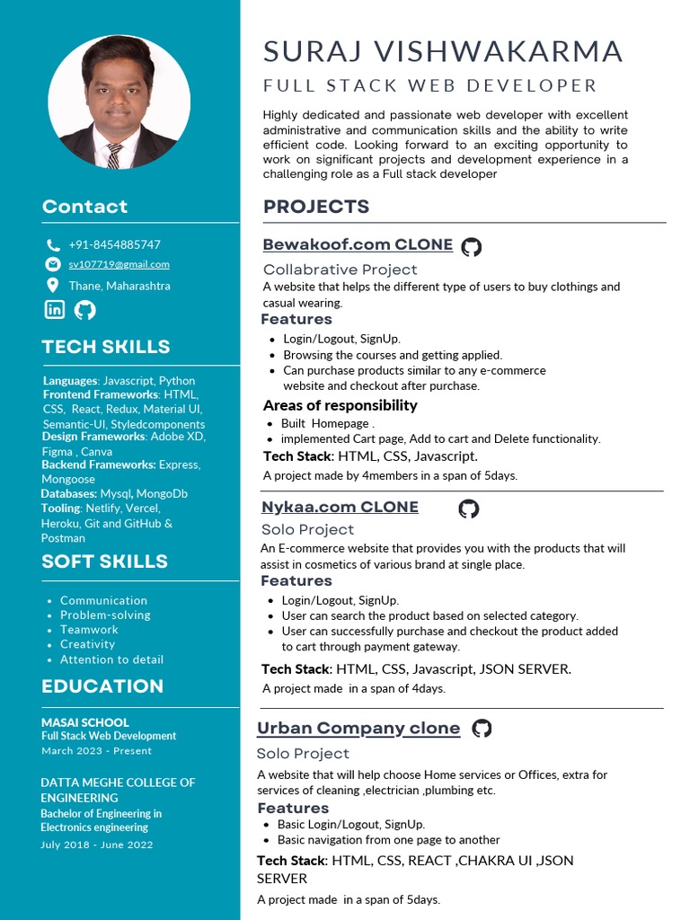 Suraj Masai Resume | PDF | World Wide Web | Internet & Web