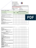 Table of Specification: Cid - M&E Form 12