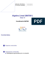 Algebra Lineal (MAT061) : Clase 12