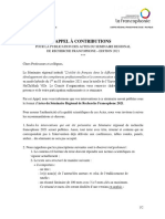 Appel A Contribution-Actes Du Seminaire Regional 2021