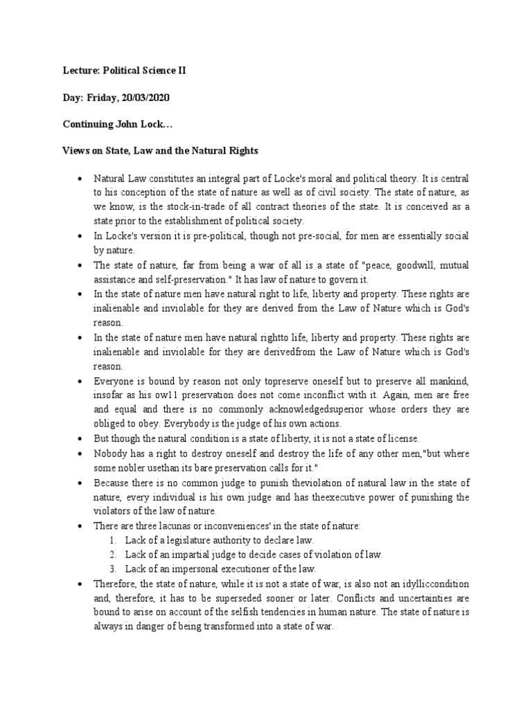 Views On State, Law and The Natural Rights PDF Property Natural Law
