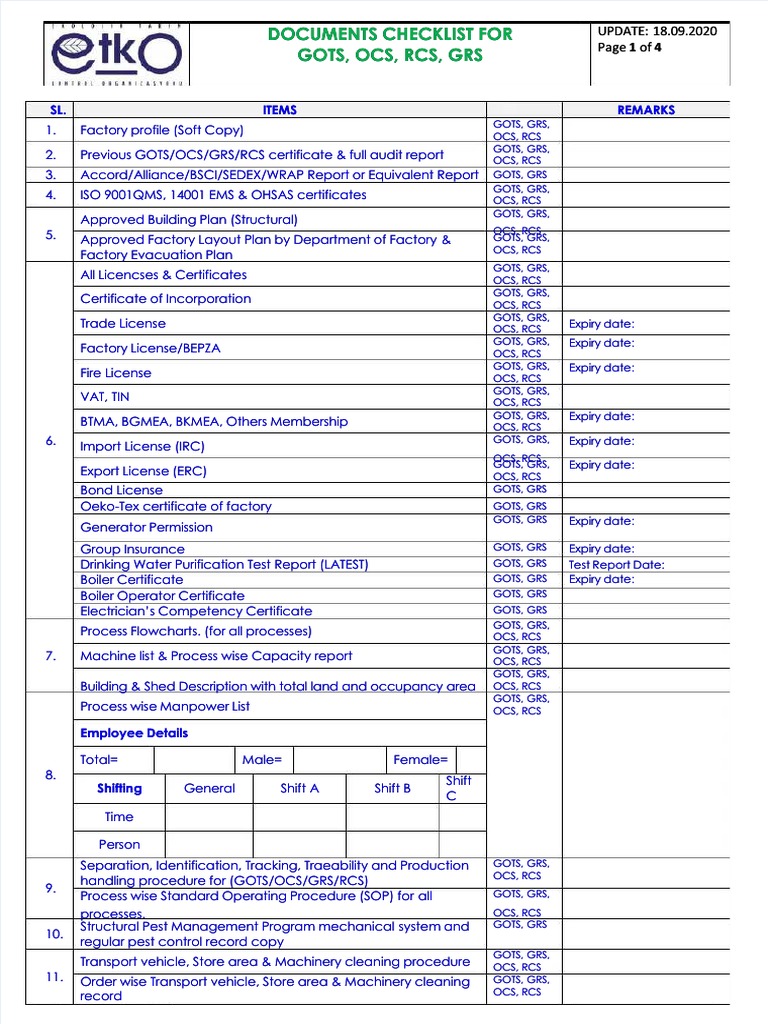 Pdf audit checklist gots ocs grs rcs compress pdf