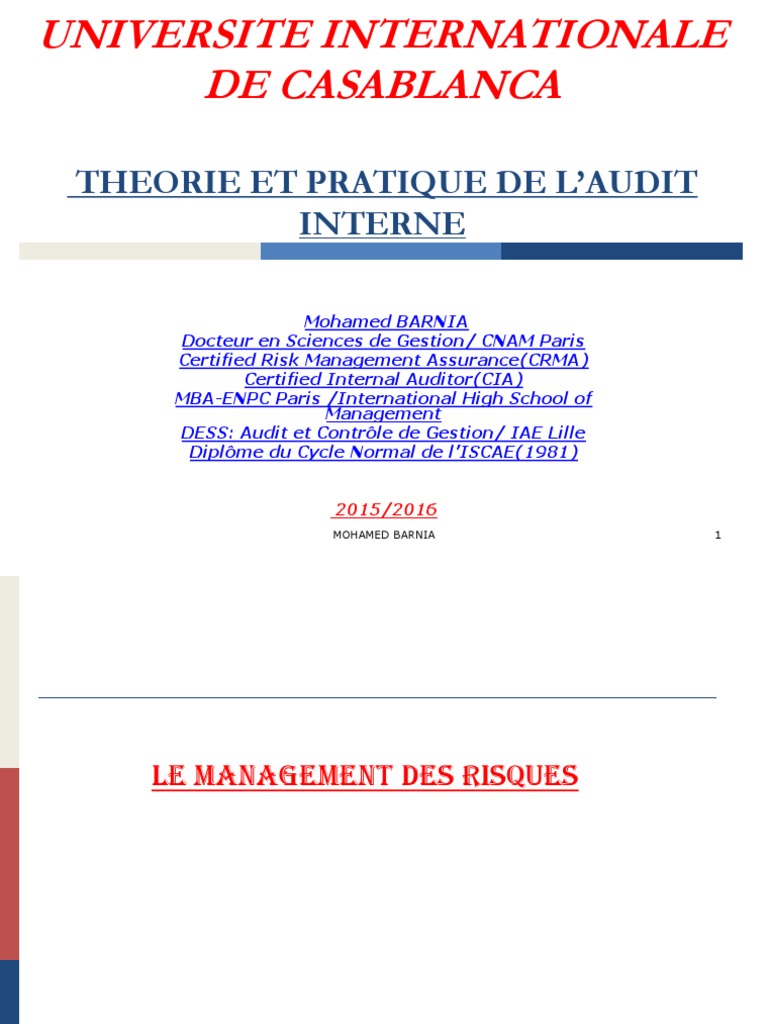Management des Risques et Audit Interne | PDF | Audit | Risque