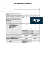 Merchant Questionnaire Form Details