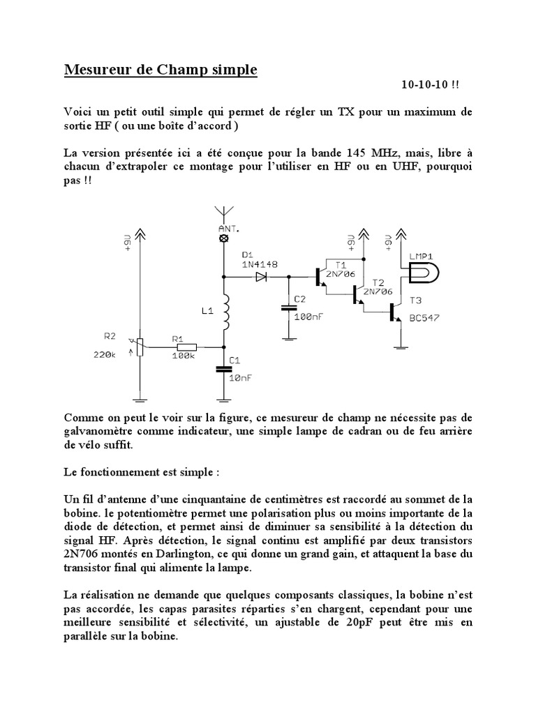 Mesureur de Champ HF Simple | PDF | Biens manufacturés | Électromagnétisme