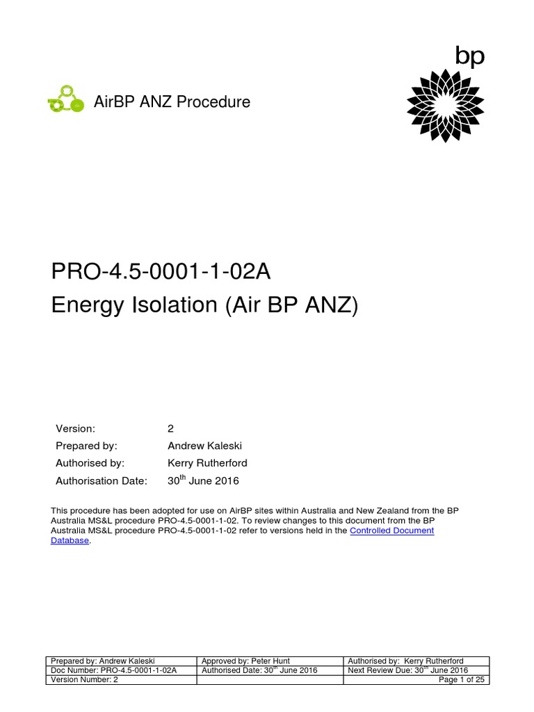 Pro 4 5 0001 1 02a Energy Isolation Air BP Anz v2 PDF Mechanical