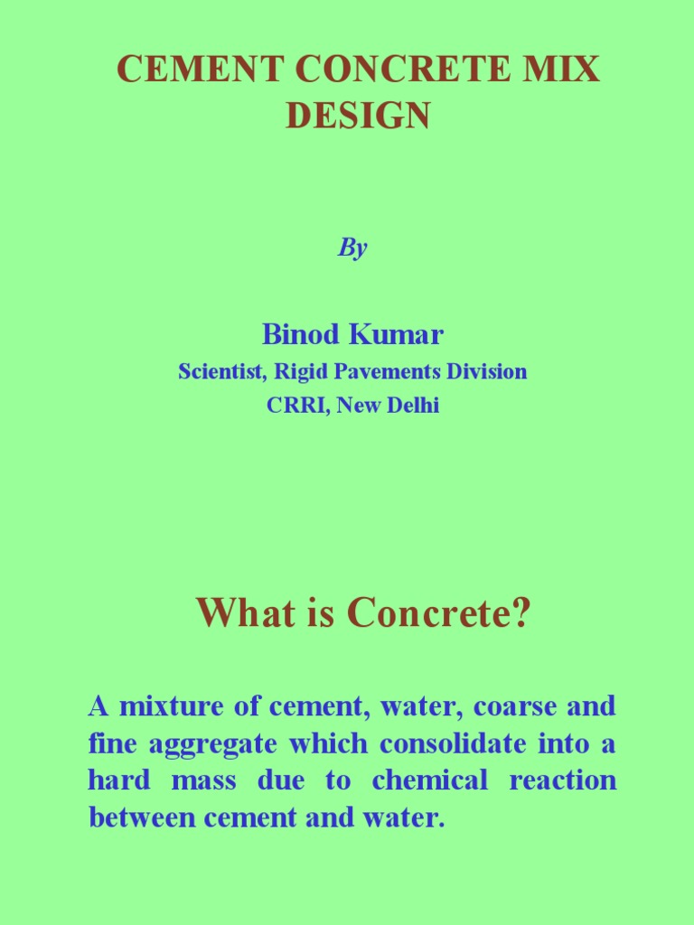 Concrete Mix Design A Technical Document Outlining Procedures for