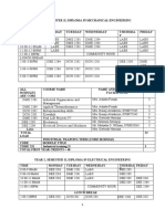Mechanical, Electrical, Civil Engineering Timetables